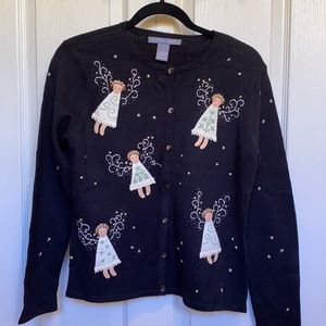 Vintage Carol Reed Angels 😇 black lightweight sweater Medium